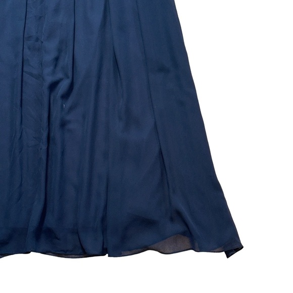 Levkoff Navy Blue Chiffon One Shoulder Full Length Gown US 12 - Picture 4 of 9